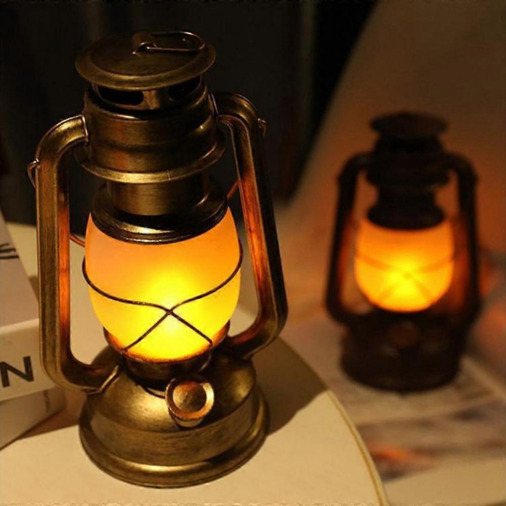 Retro Vintage Camping Hanging Lanterns Battery Led Flame Warm Light Nature Hike For Fishing Tent Camping
