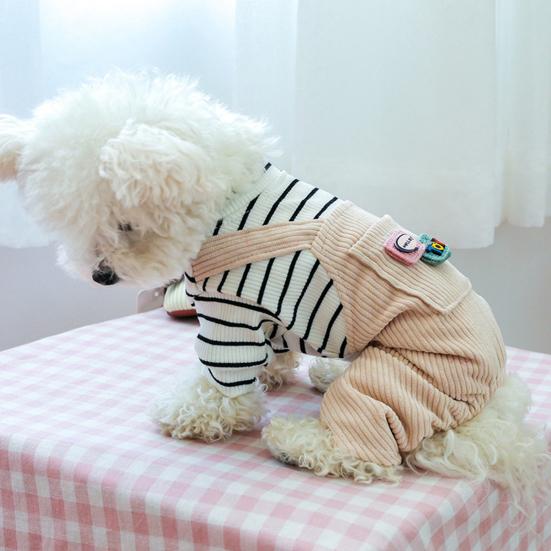 Dog Overalls with Pocket Non-sticky Hair Pullover Puppy Warm Four-legged Clothes Puppy Costume
