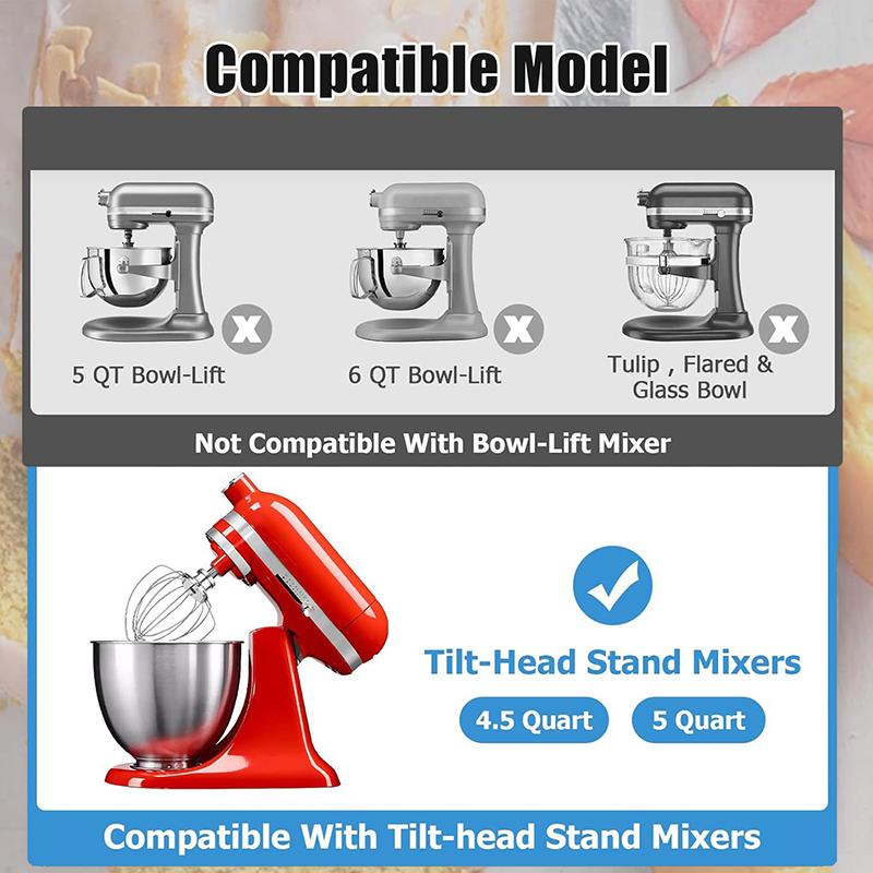 Accesoriu Tel cu 6 fire Se potrivește Mixerului Vertical Kitchenaid cu Cap Înclinabil Înlocuiește K45Ww, Oțel Inoxidabil, Bătător Ouă Smântână