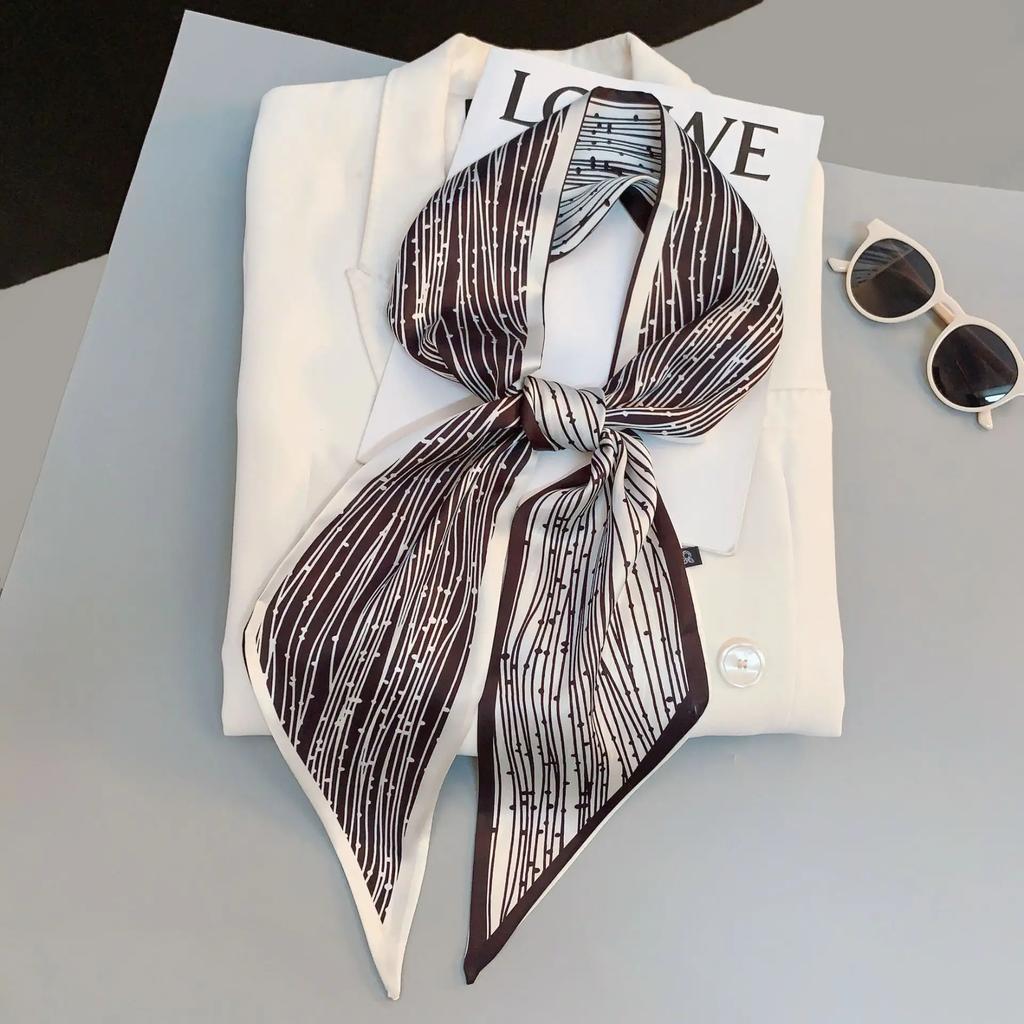 Vintage Horse Print Long Hair Band Ribbon For Women Silk Hair Accessories Trend Girl Bow Scarf Headband Hair Tie