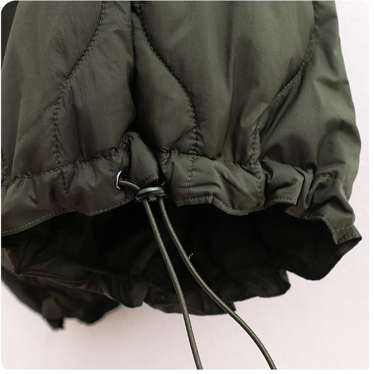 Lace-up Elastic Waist Rhombic Crimped Cotton Pants Women's Autumn and Winter Literature and Art Large Size Loose Windproof Warm Wide-leg Pants