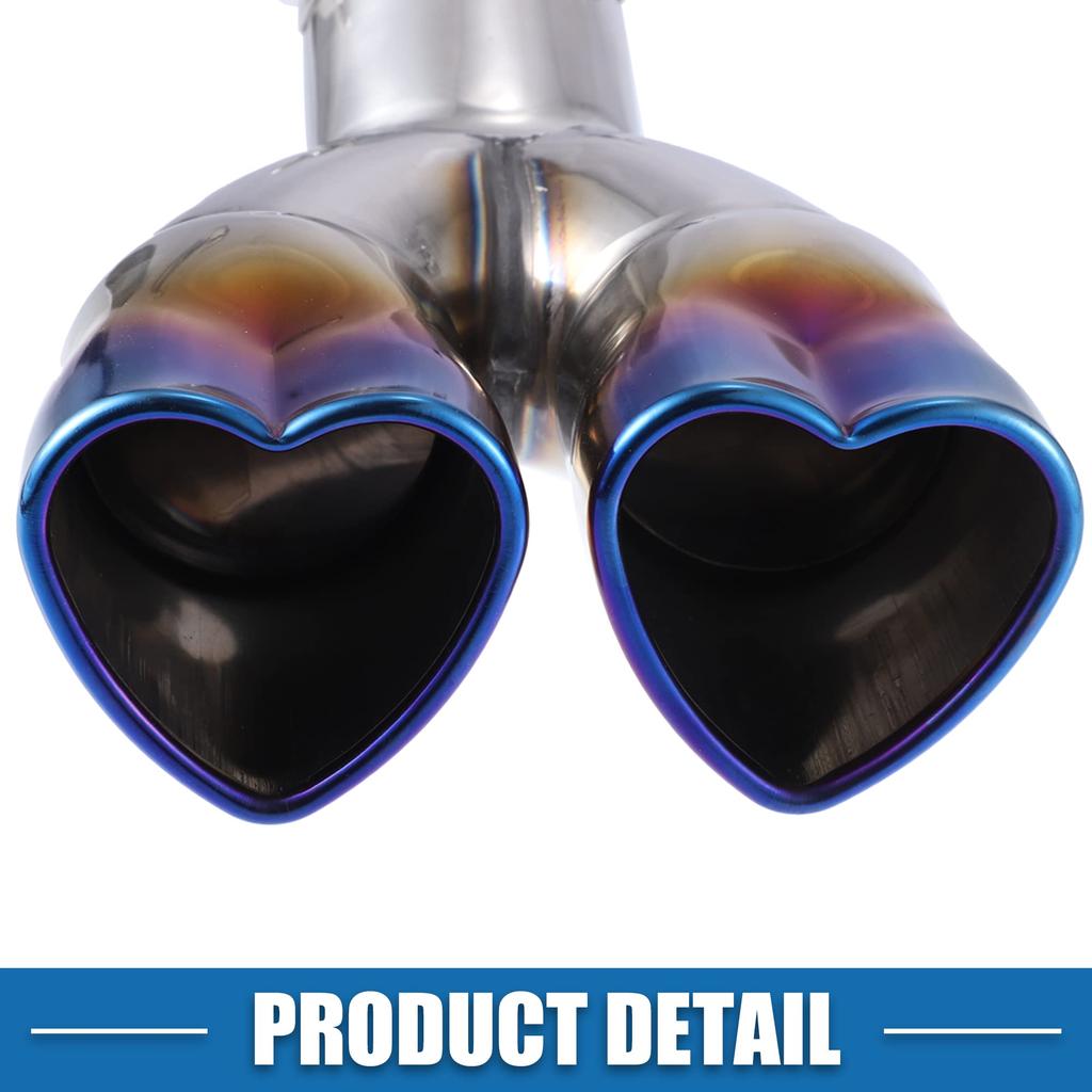 ABSOPRO Muffler Dual Downward Exhaust 60mm Universal Fit for Exterior Dual Outlets Cutter, Pipe, Heart-Shaped, Bolt-On, Metal, Diameter,
