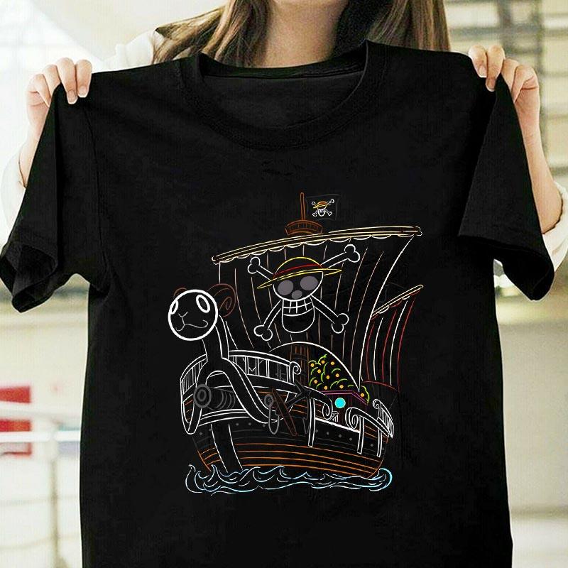 ONE PIECE T-shirt Short-sleeved Clothes Gold Meili Number Two-dimensional Animation Retro Printing Men's and Women's Clothing