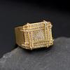 Stainless Steel Hip Hop Luxury Zircon Bling Iced Out Gold Silver Color Ring for Men Women Couple Boyfriends Gift Fashion Jewelry