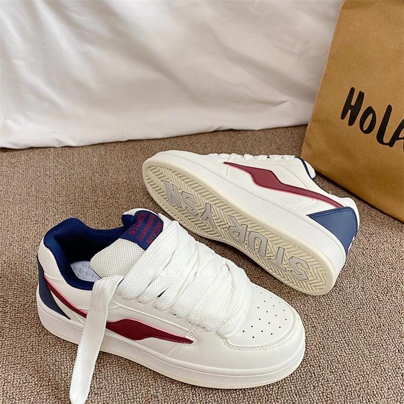 

White and light yellow color matching bread shoes women s tide summer new student niche versatile casual board shoes 35