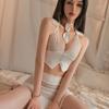Sexy Cosplay Secretary Teacher OL Sheer Skirt Sleeveless Top and Bottom Set Tight Skirt Extreme Erotic Cute Uniform Tempting Free Size Set Cosplay