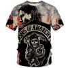 3D Sons of Anarchy TV Series Graphic Printed T-shirts Casual Short Sleeved Men's T-shirts - Soft Medium Stretch Fabric Summer Relaxed Fit Clothing