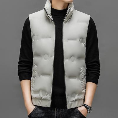 Toamnă și iarnă Nouă vestă albă cu puf de rață Vestă termică pentru bărbați, ușoară, ocazională, cu guler, vestă scurtă