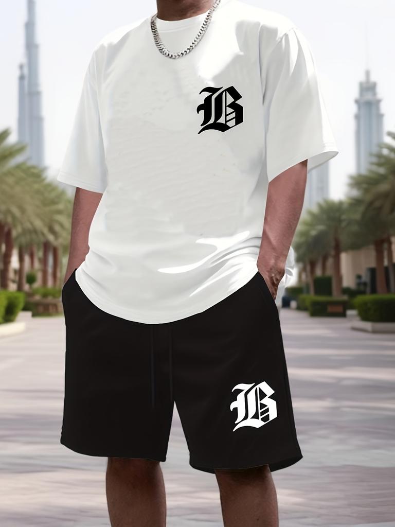 2026 Summer New Men's Casual Set Printed Sportswear Summer Street Outdoor Shorts Set
