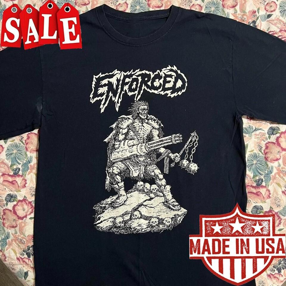 Vtg Enforced Band Album Music Heavy Cotton Black T Shirt For Men XL