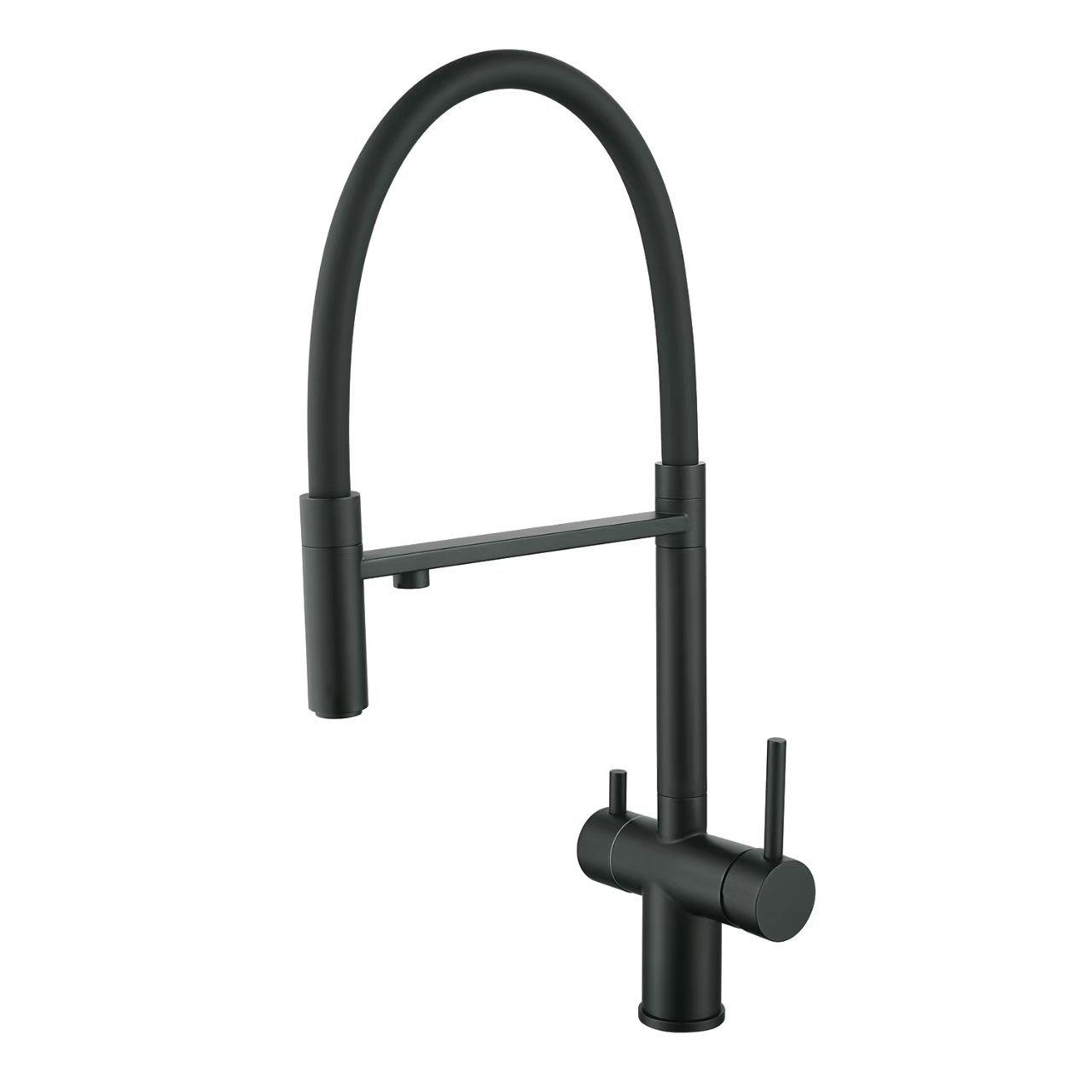 304 Stainless Steel 3-in-1 Kitchen Faucet with Water Purifier, Hot/Cold Mixer, and Rotatable Pull-Out.