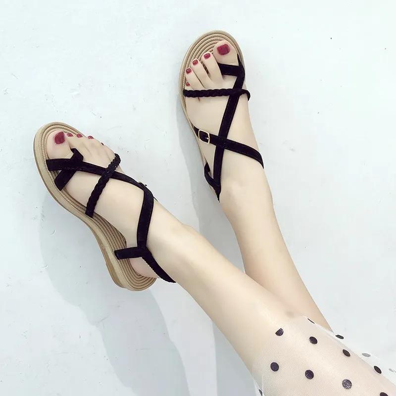 Fashion Summer Shoes Woman Sandals Elastic Flat Sandalias Mujer 2025 Strappy Gladiator Beach Sandals Ladies Flip Flops White