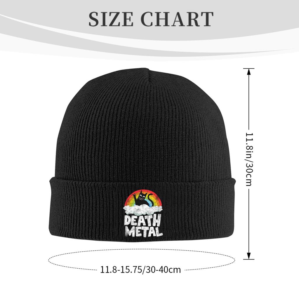 Funny Death Metal Cat Gift Rainbow Heavy Metal  Warm Knitted Cap Winter Knit Bonnet Hat Skullies Beanies Hip Hop Caps for Unisex