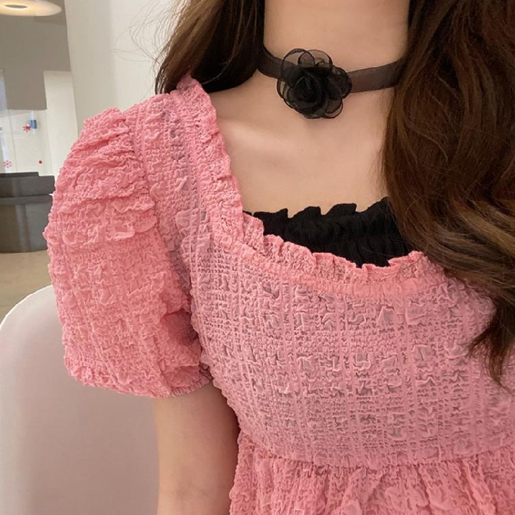 Soft Flower Tie Cravat Necklace Wedding Jewelry Gift for Women Teens Girls
