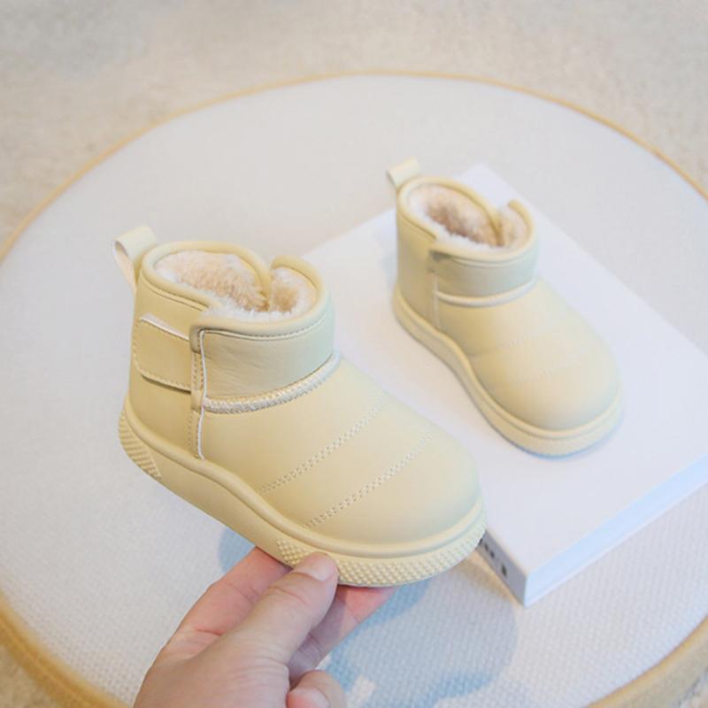 Children's snow boots, winter boys' short boots with thick fleece, girls' cotton boots, warm baby cotton shoes