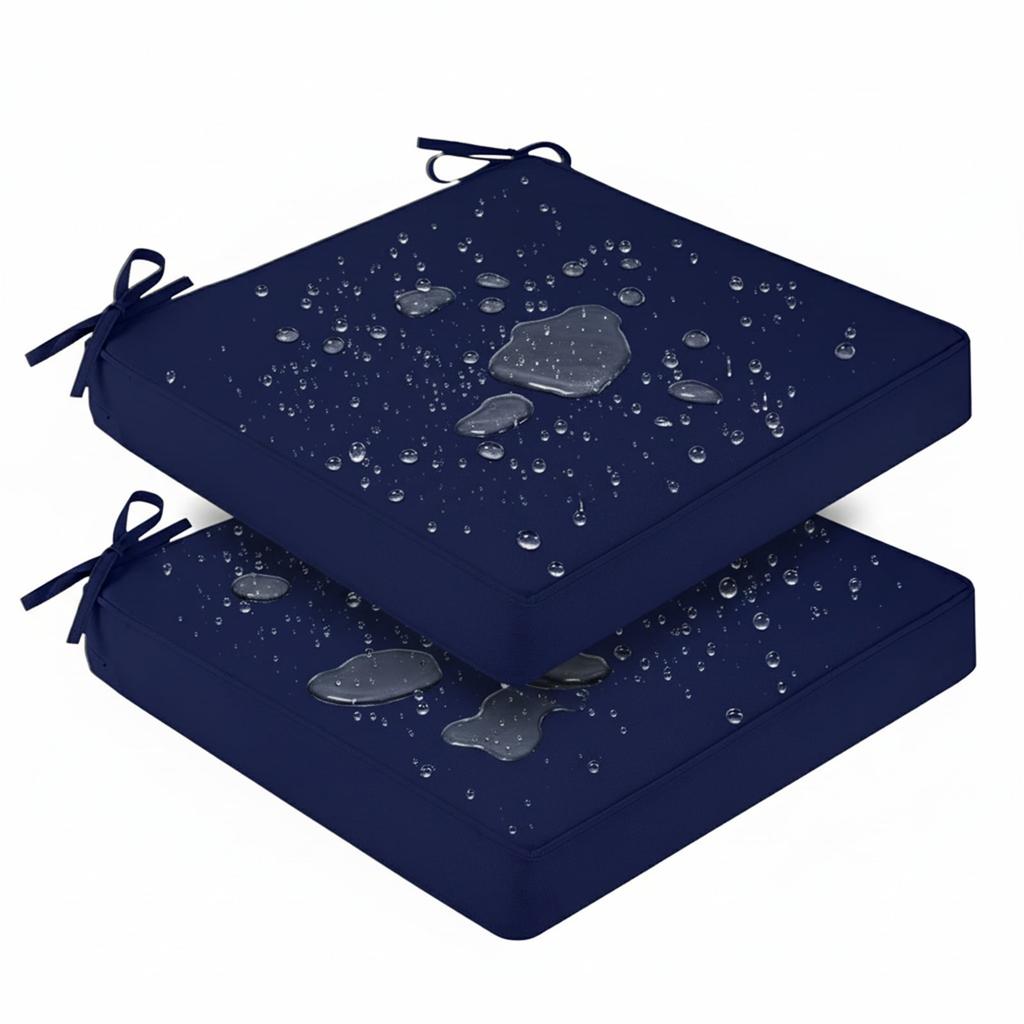 Waterproof Outdoor Seat Cushions Set of 2, Thick Patio Furniture Cushions with Ties, Non Slip Chair Pads for Garden, Porch