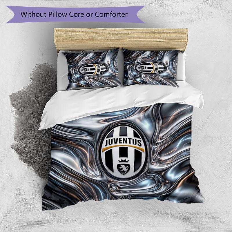 Set Biancheria da Letto 3 Pezzi con Stampa Pattern Juventus FC Morbido Delicato sulla Pelle Lavabile Copripiumino e Federe Set Stagione Unica Camera da Letto