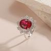 Classic 6.7 Carat Colored Treasure Ring Grand Main Stone S925 Sterling Silver Set Cultured Ruby Ring White