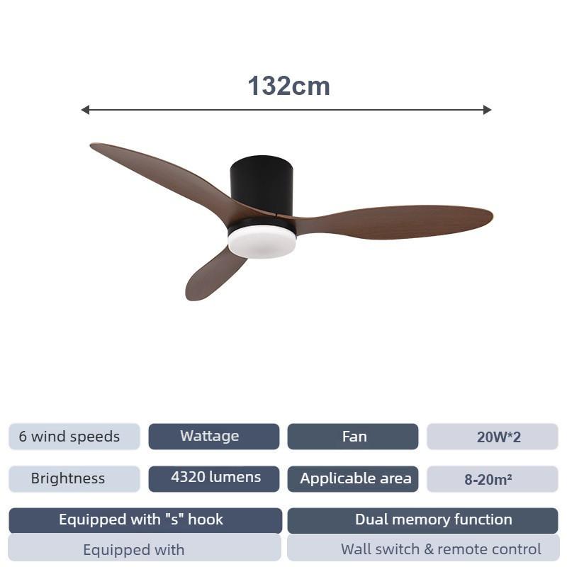 Bedroom Variable Frequency Ceiling Fan Lamp Retro Simple Suspended Lighting Fan Household Silent Ceiling Fan Light