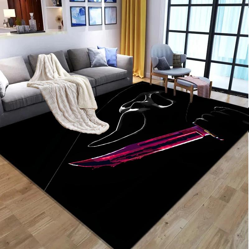 Ghostface Pattern Rug, Indoor/Outdoor Mat, for Picnic, Gameroom, Bedroom, Office, Living Room, Home Decor Carpet, Birthday Gift