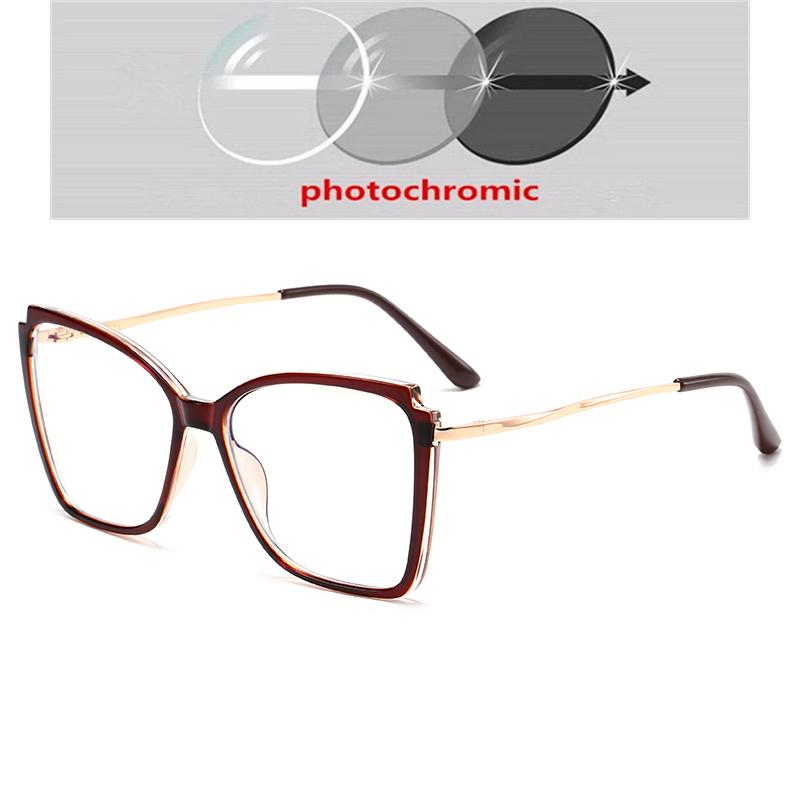 Big Frame Anti Blue Light Cat Eye Nearsighted Glasses Metal Minus Degree Prescription Eyeglasses Diopter 0 -0.5 -0.75 To -6.0