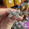 Yousheng Women Ring Bow Rhinestone Polished Alloy Proposal Ring Multi Sizes Wedding Ring Lady Finger Jewelry for Prom Parties