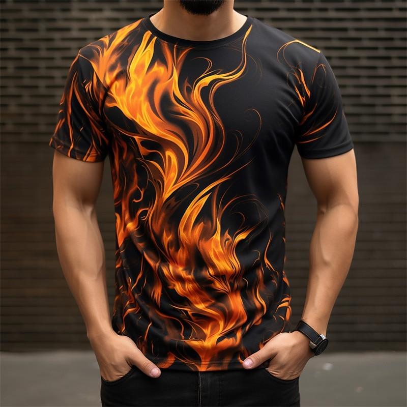 

Men s Graphic Hellfire Flames Flame T Shirt Short Sleeve T shirt 3D Print Crew Neck Shirt Daily Designer Casual XL