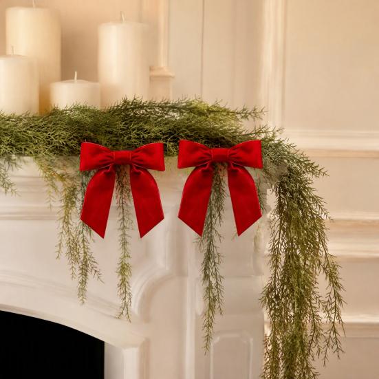 Winter-Heimdekoration 2 Stück Samt-Weihnachtsschleifen, Feiertags-Wanddekoration zum Aufhängen für den Baum, Wiederverwendbare Schleifen-Topper, Hochzeits-Hintergrund, Brautparty, Geburtstag