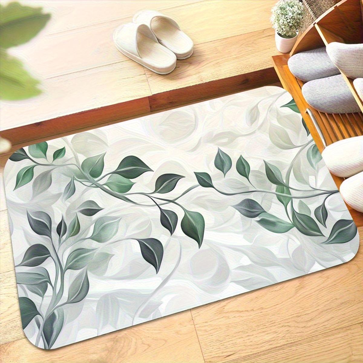 

1 шт. Коврик для пола с зелеными листьями, Современный кухонный полиэстеровый коврик, Нескользящий, Цветной ковер для помещений, Для дома, ванной комнаты, спальни, гостиной, декор 80*120cm