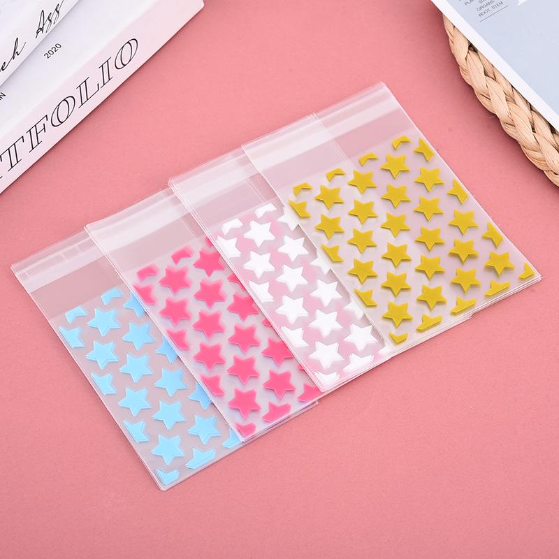 50-Piece Star Self-Adhesive Bags: Jewelry Earring Storage & Transparent Self-Sealing Press-On Nail Bags