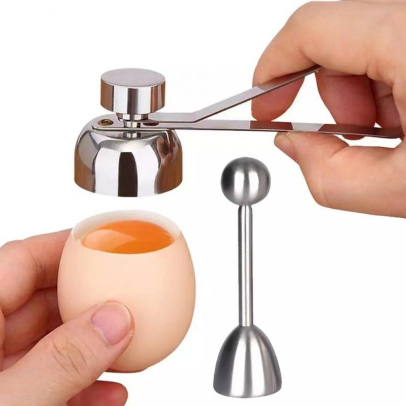 Boiled Raw Egg Opener Stainless Steel Egg Scissors Topper Eggshell Cutter Measuring Ball Egg Shell Opener Creative Kitchen Tool