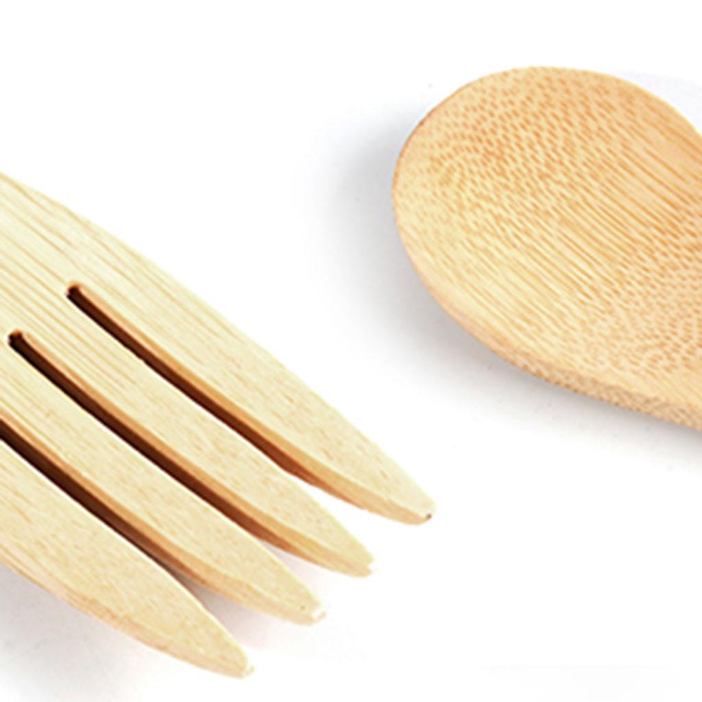 Portable Cutlery Travel Eco-friendly Fork Spoon Set Include Reusable Bamb