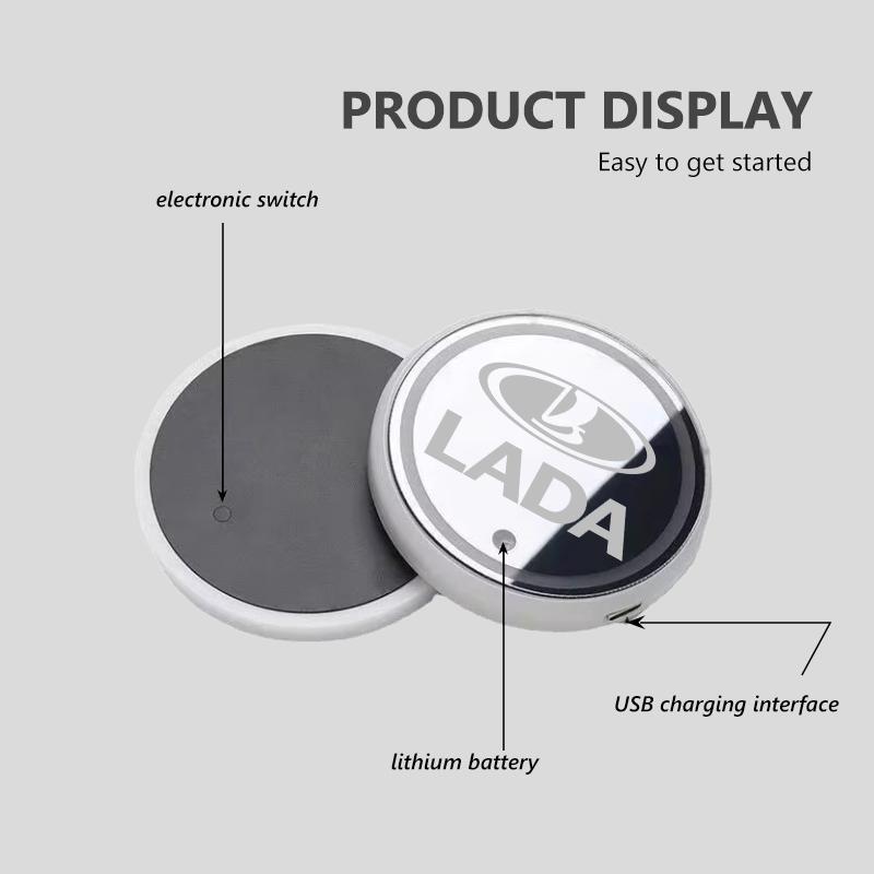 Colorful Water Cup Mat Ambient Light USB Charging Non-Slip Coaster For Lada Vesta Granta Largus Vaz Samara Vesta Niva 4X4 2110 WW22