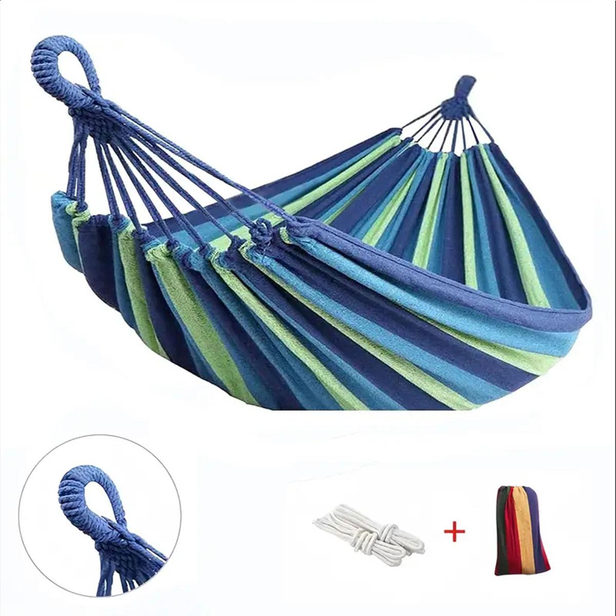 

Hammock, outdoor camping, leisure canvas, thickened anti rollover hammock, travel supplies, swing синий