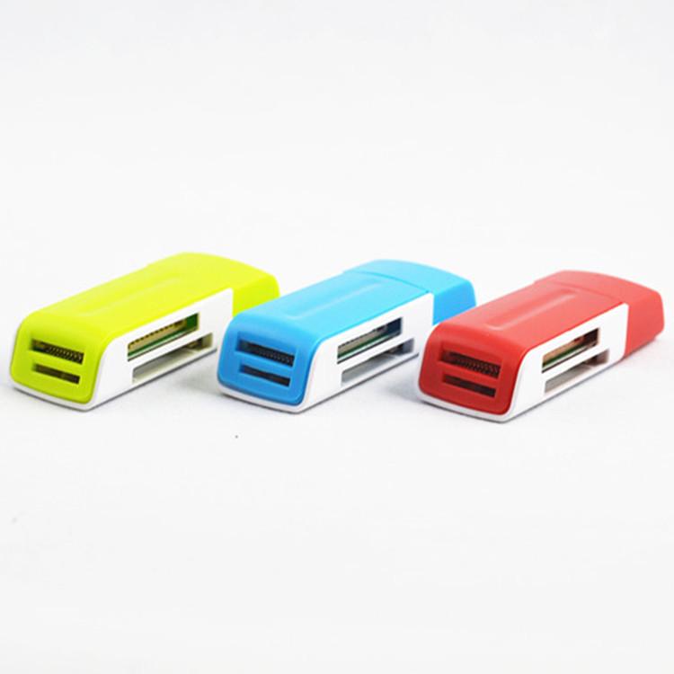 USB 2.0 High-Speed 4-in-1 Rotating Card Reader for TF/SD/MS/SDHC Cards