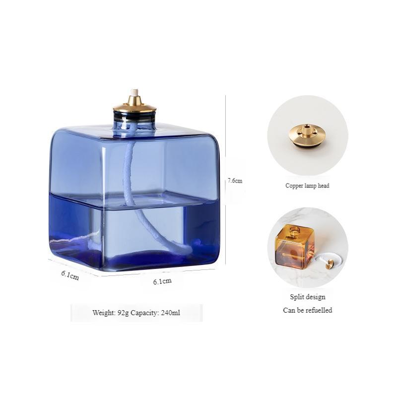Creative Square Glass Candle Holder Oil Lamps Room Decoration Colorful Tabletop Candle Lamp Home Decor Wedding Centerpiece Gifts