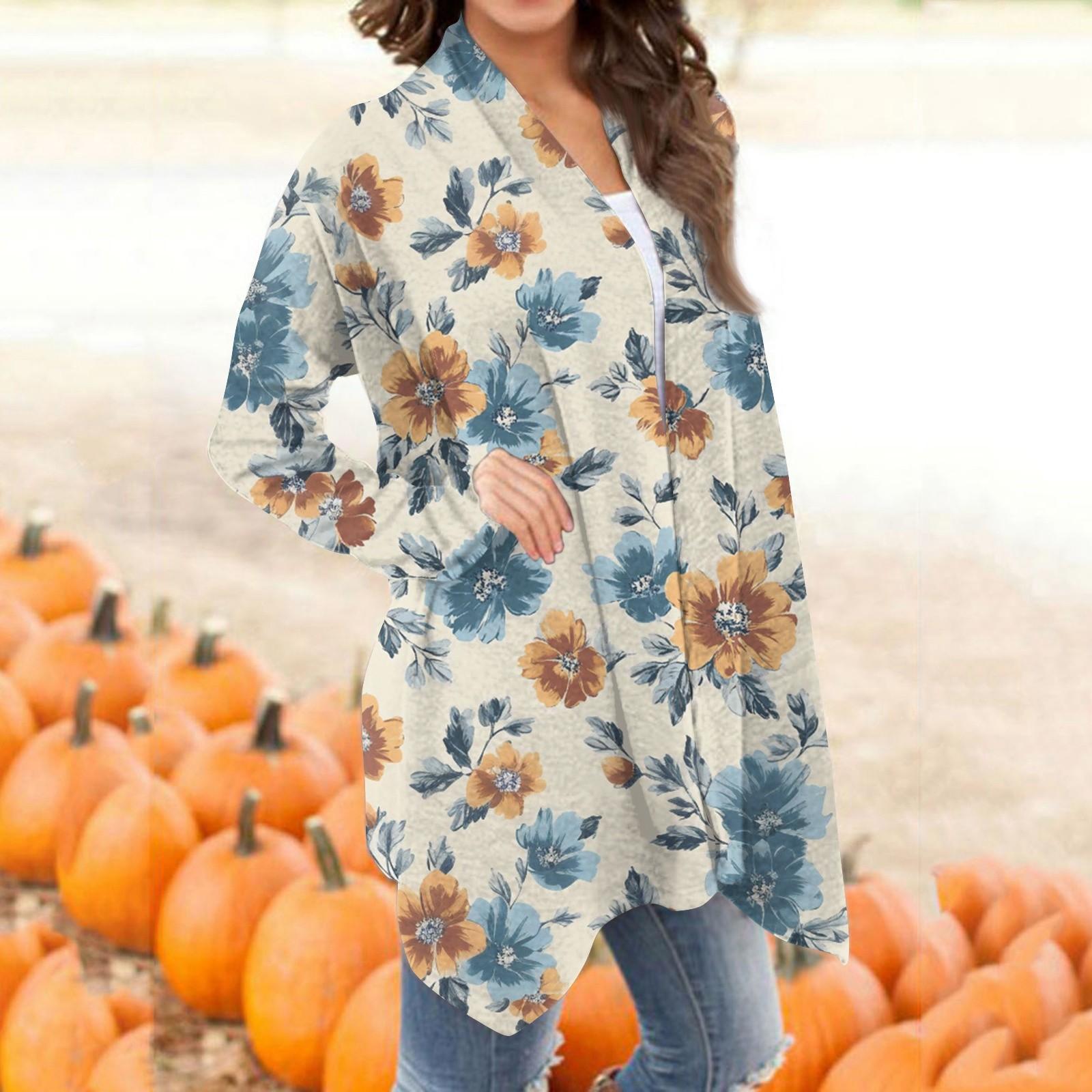 

Женский модный повседневный кардиган средней длины с ретро-принтом XL светло-синий