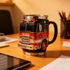 Portable Insulated Fire Truck Shape Coffee Cup with Detailed Design Drinking Cup Suitable for Gift Givings or Individual
