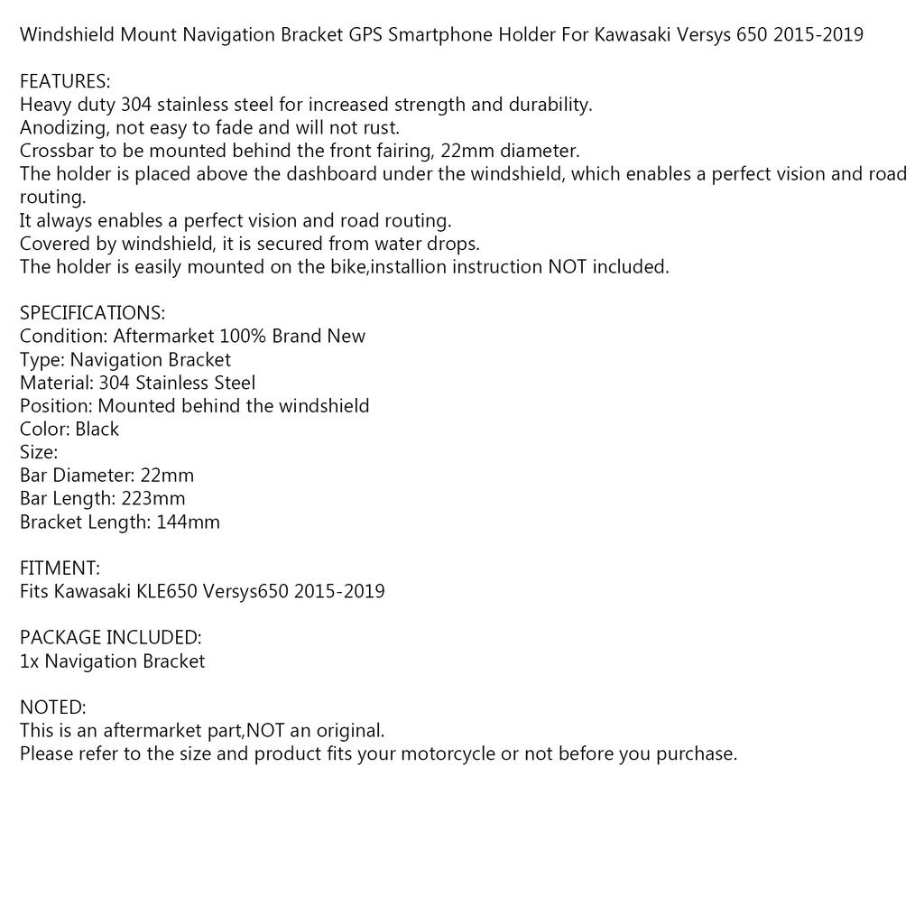 Βάση GPS/SMARTPHONE Βάση Πλοήγησης για Kawasaki KLE650 Versys650 2015-2019