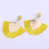 Stylish Bohemia Beach Party Fringed Fan Shape Dangle Women Stud Earrings Jewelry Gift