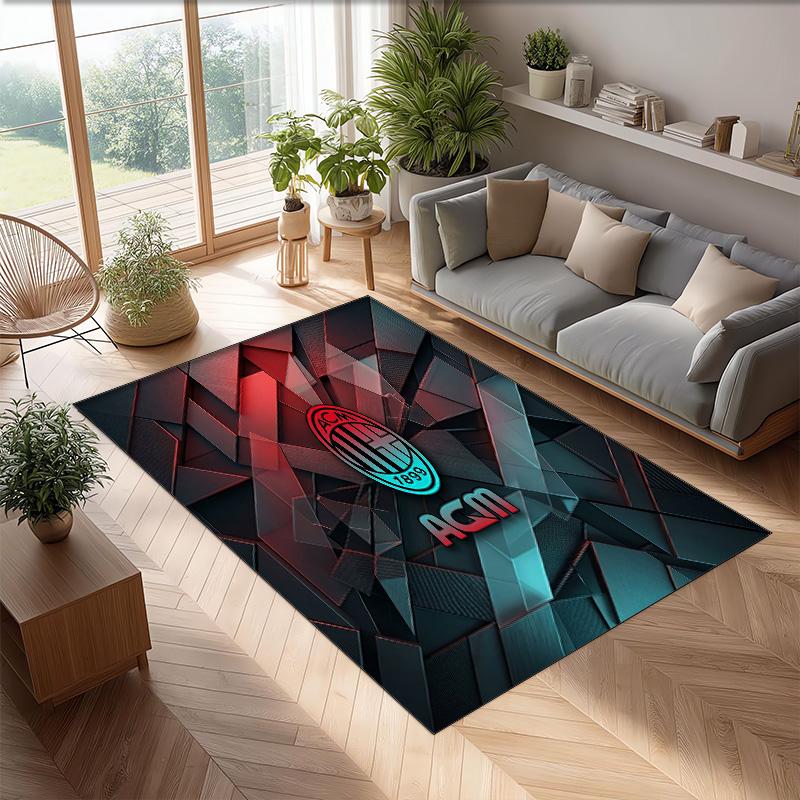 Tapis de zone en flanelle imprimé AC Milan Antidérapant Doux Polyester Tapis de sol Tapis de décoration d'intérieur pour Chambre à coucher Salon Canapé Salle de jeux Décoration de maison