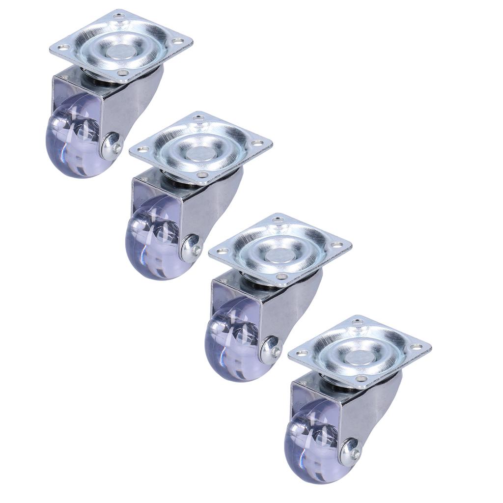 4 Stück Lenkrolle Schwerlast Edelstahl Transparentes PU Industrierad Plattenrolle