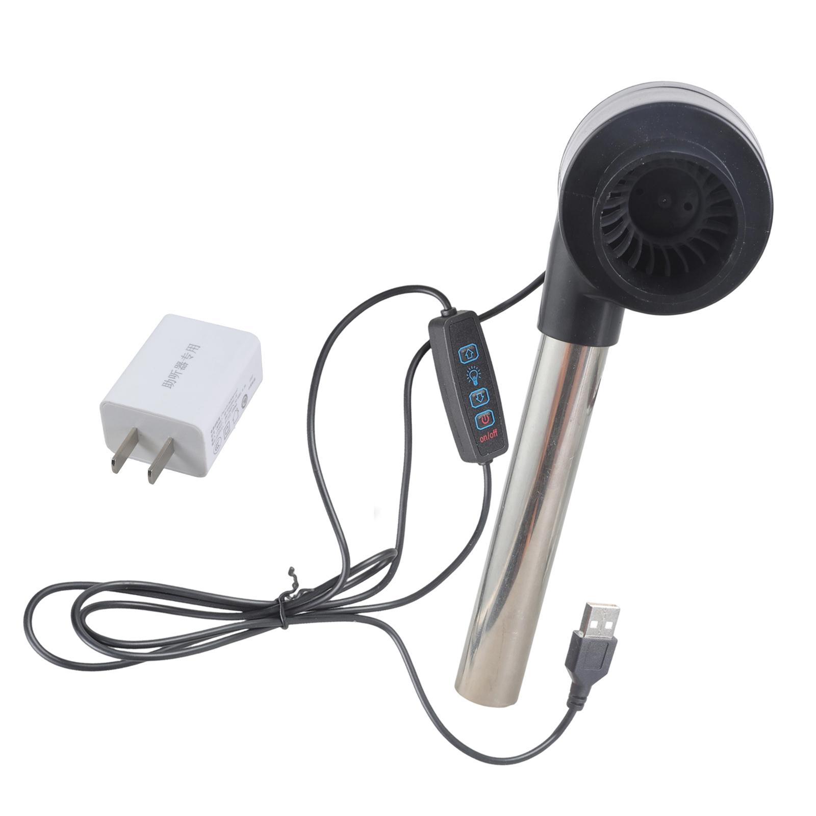 

USB Powered Electric Air Blower with 5 Speed Adjustable Airflow Accelerator for Fireplace Stove Outdoor Metal Smelting