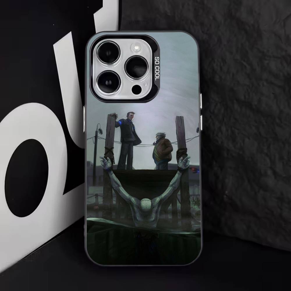 D-Detroit Become Human Phone Case For iPhone 17,16,15,14,13,12,11,Pro,XS,Max,Plus,Mini,SE4,E Black Matte Shockproof Cover