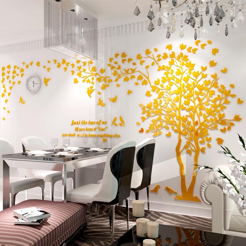 3D Acrylic Tree Wall Stickers Self-Adhesive Home Background Wall Wall Decal Wall Stickers Home Decoration, Bedroom Wallpaper