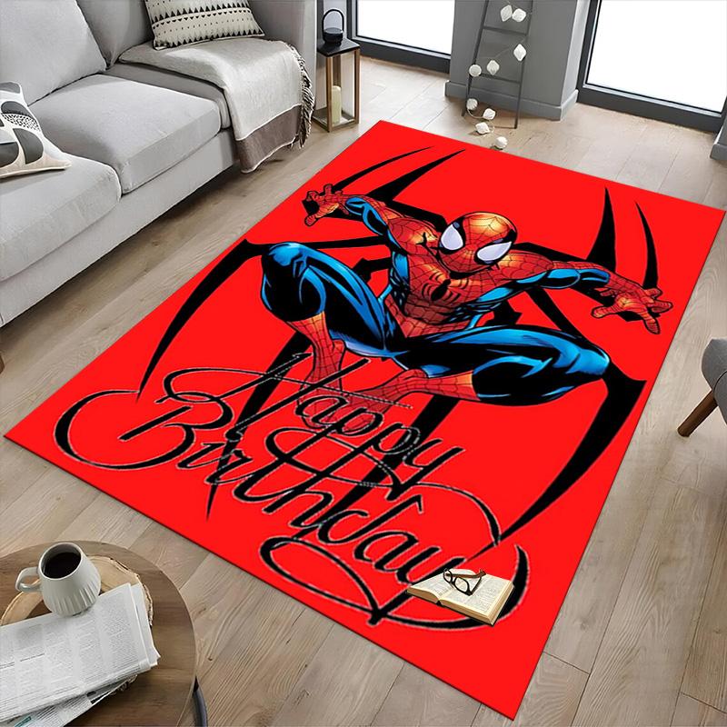 Happy Birthday Spiderman Carpet For Playroom Bedroom Living Room Sofa Home Decorkids Game Area Rug Nonslip Floor Mat