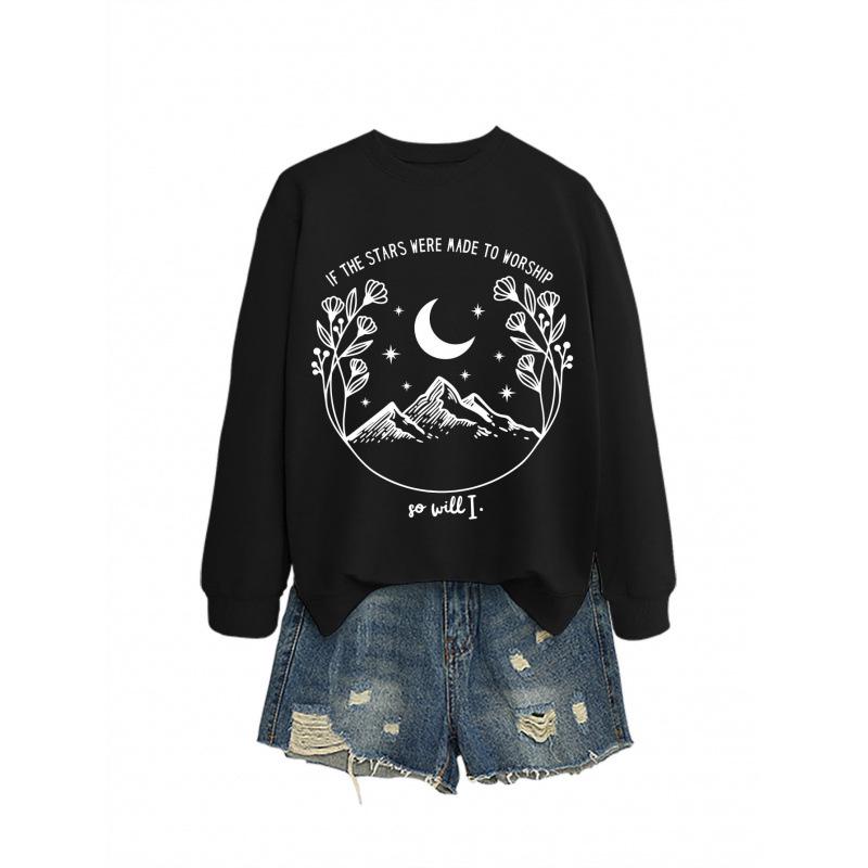 Women's Fashion Starry Round Neck Hoodie