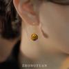 Retro Yellow Tiger Eye Earrings: Vintage Chinese-Inspired, Light Luxury, Autumn/Winter Jewelry