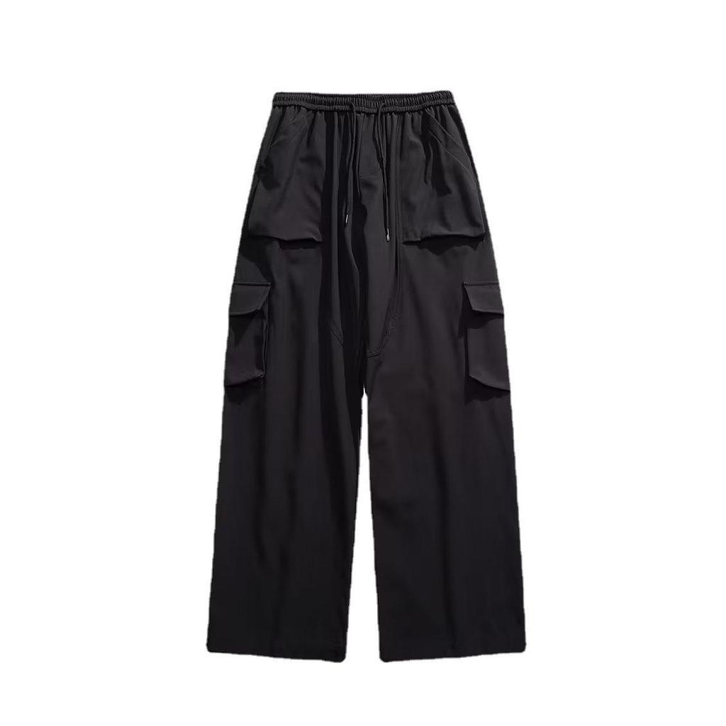 Men's Versatile Black Wide-Leg Sports Pants for Spring and Autumn 2023
