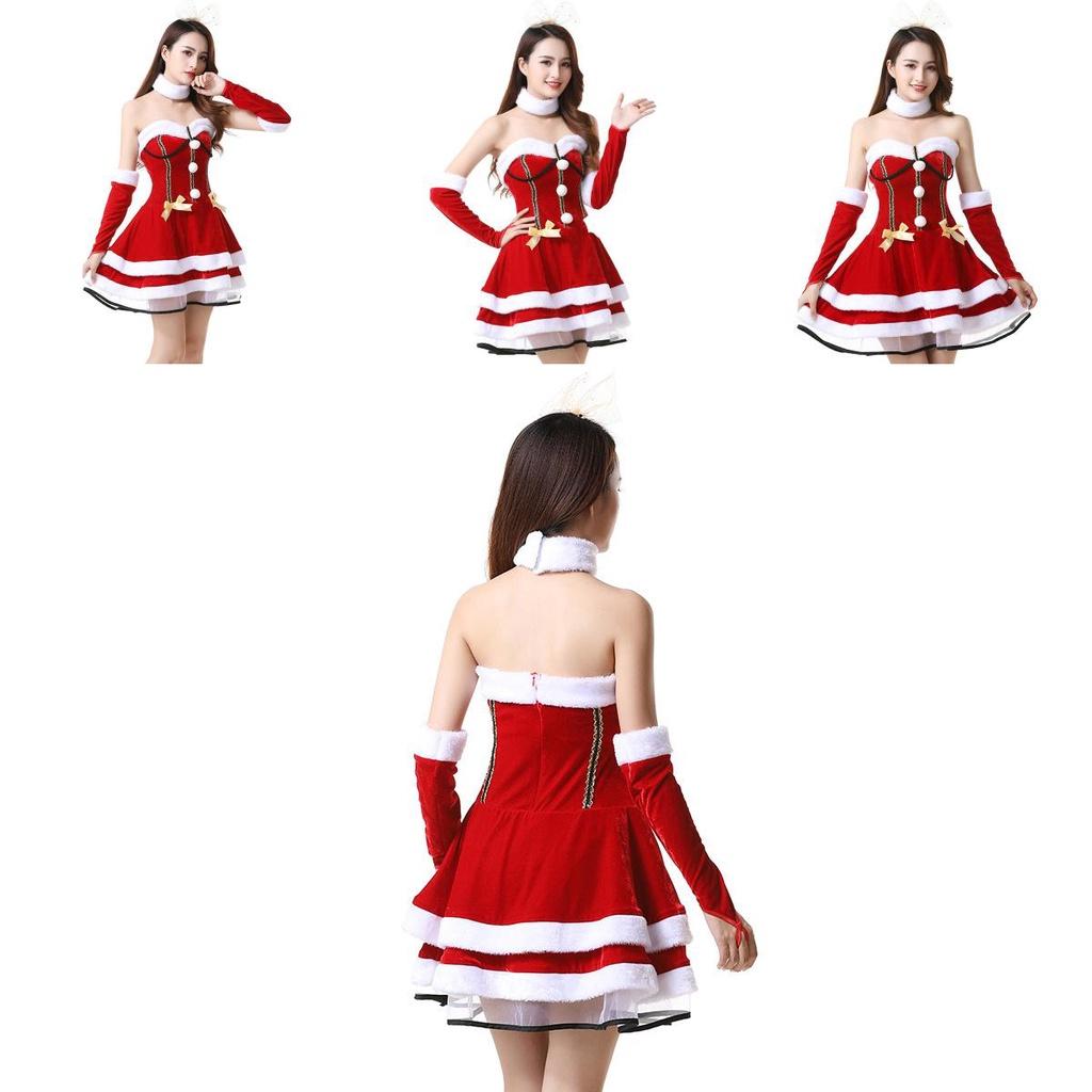 Festive Red Santa Dress Costume For Ladies Soft And Stretchy